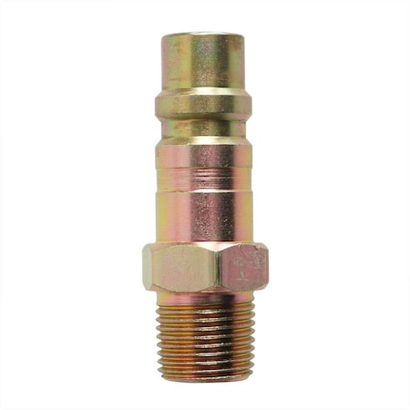 Interstate Pneumatics 1/2 Inch Industrial Steel Coupler Plug x 3/8 Inch Male NPT CPH861
